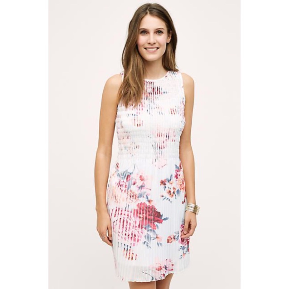 Anthropologie Pleated Smocked Floral Dress NWT